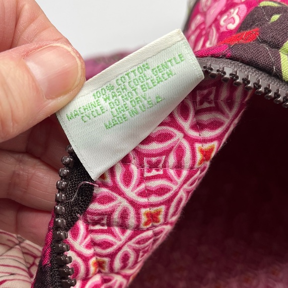 Vera Bradley Quilted Duffle Bag Mod Floral Pink Brown 22" Top Zipper Travel - Picture 6 of 14